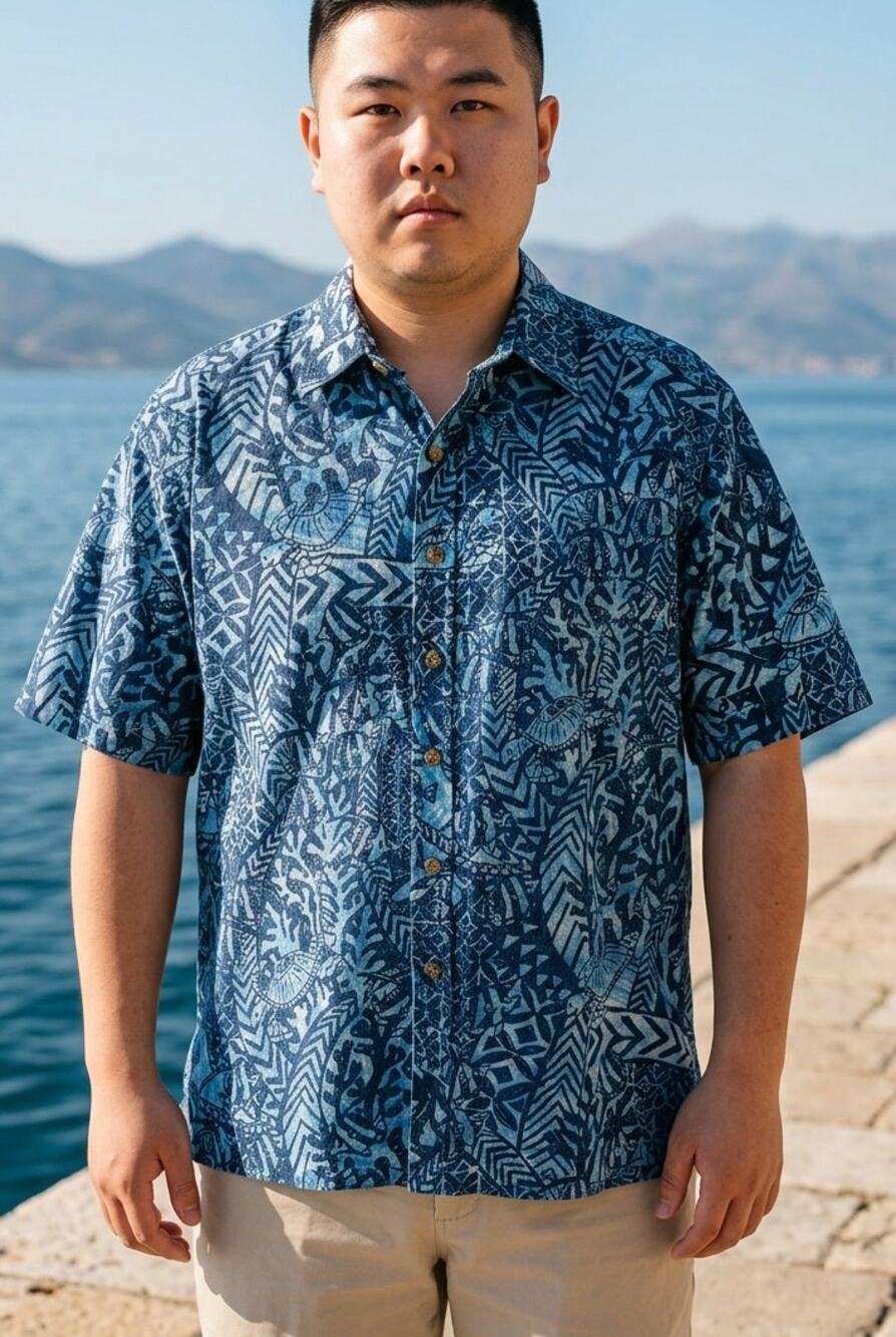 Reverse Print Honu Aloha Polynesian Boho Tribal Shirt Mens Sz L Cooke Street